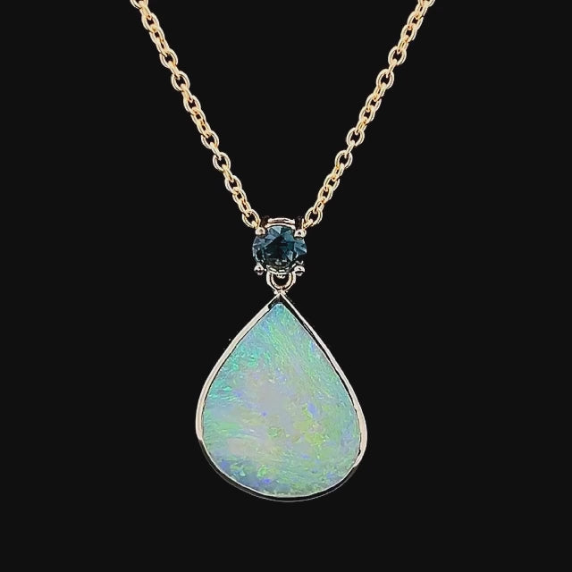 Cyan | Australian Crystal Opal and Sapphire Necklace