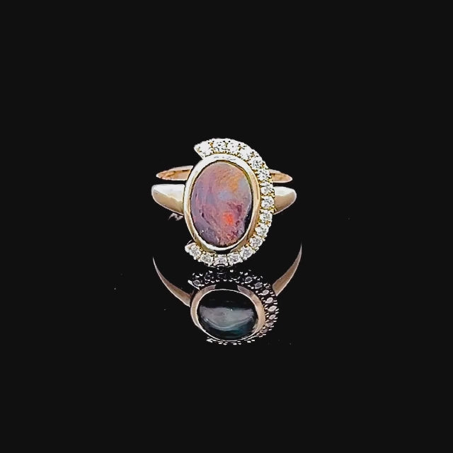 Scarlett | Australian Semi-Black Opal Ring