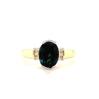 Blaire | Australian Blue-Green Parti Sapphire Ring