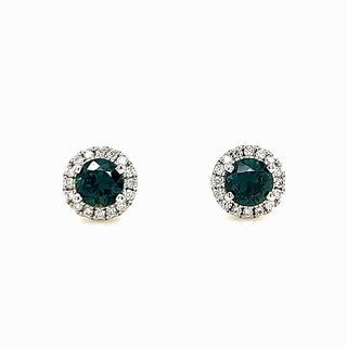 Evelyn | Australian Blue-Green Parti Sapphire Stud Earrings
