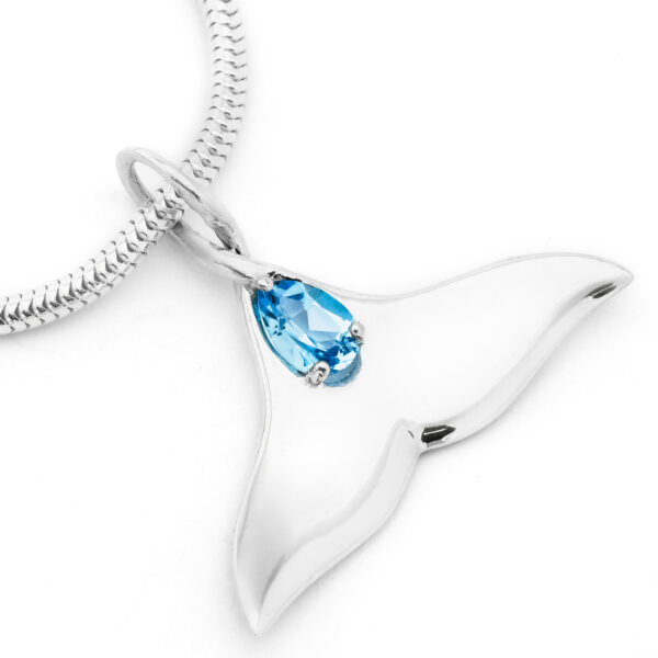 Angel of the Sea Necklace with Blue Topaz Stone in Sterling Silver by World Treasure Designs
