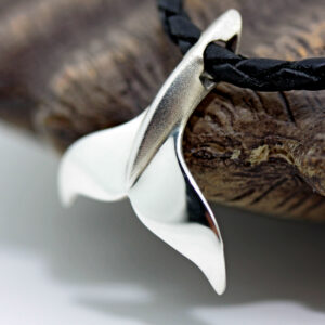 Sterling Silver Whale Tail Pendant Necklace by World Treasure