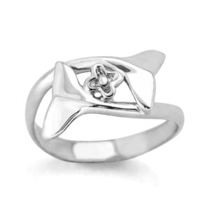 Silver Double Fluke Whale Tail Ring by World Treasure