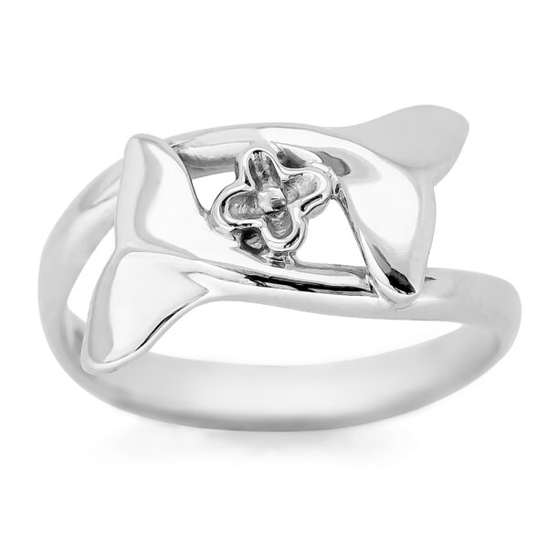Embrace and Protect Double Fluke Whale Tail Ring in Sterling Silver by World Treasure Designs