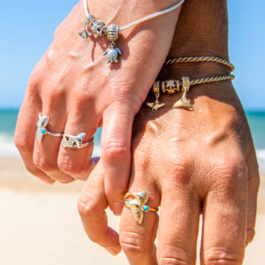 Fluke Whale Tail Charm that fits on Pandora Bracelet in Yellow Gold by World Treasure Designs