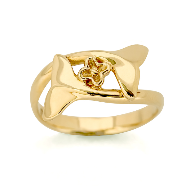 Gold Double Fluke Whale Tail Ring