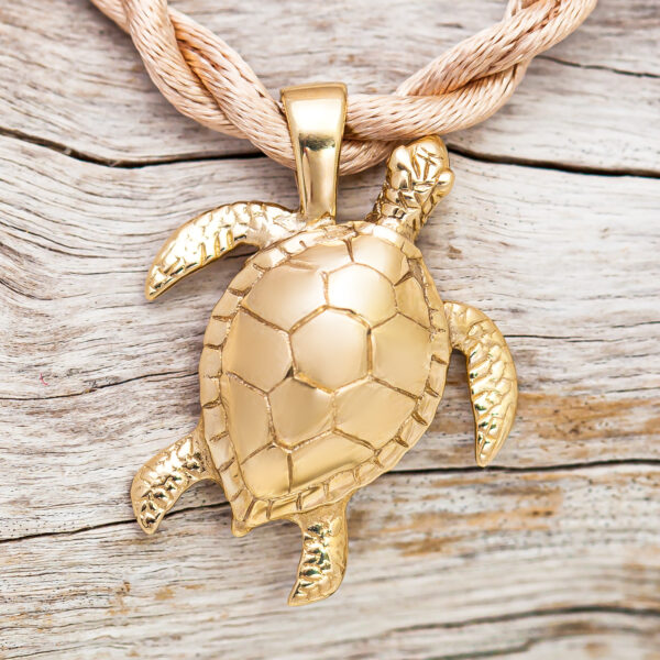 Gold Sea Turtle Pendant Necklace in Yellow Gold by World Treasure Designs