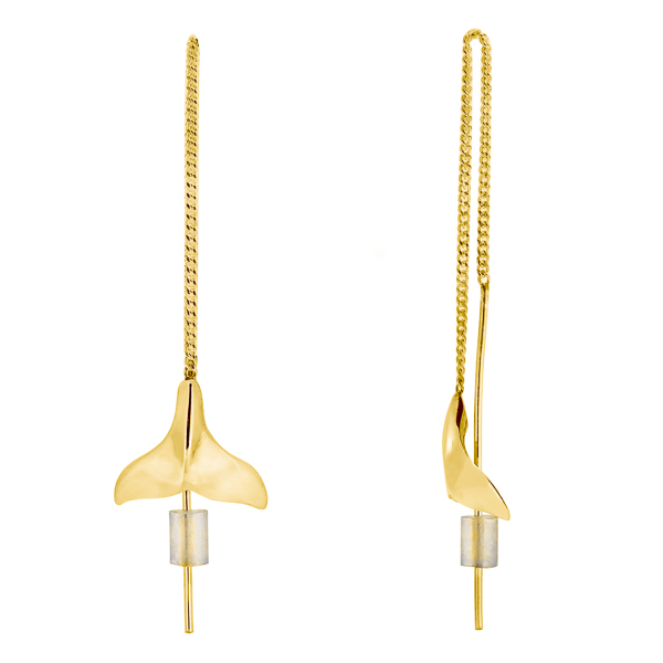 Gold Whale Tail Thread Earrings