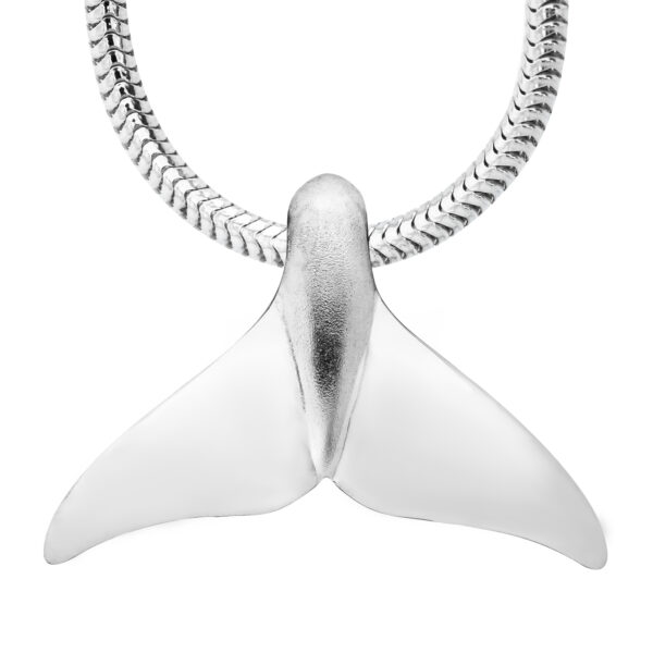 Humpback Whale Tail Necklace in Silver by World Treasure Designs