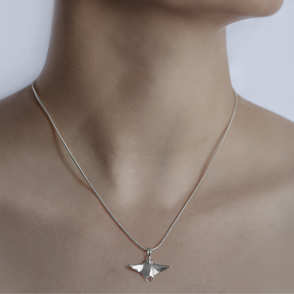 Sterling Silver Manta Ray Necklace by World Treasure Designs