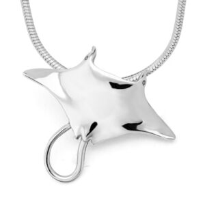 Sterling Silver Manta Ray Necklace by World Treasure