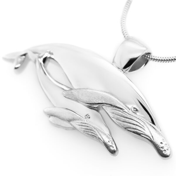 Nala and Mirrhi Humpback Whale Necklace in Sterling Silver by World Treasure Designs