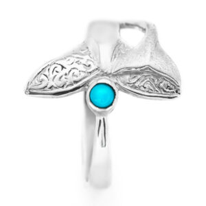 Engraved Nala and Mirrhi Whale Tail Fluke Ring in Sterling Silver by World Treasure Designs