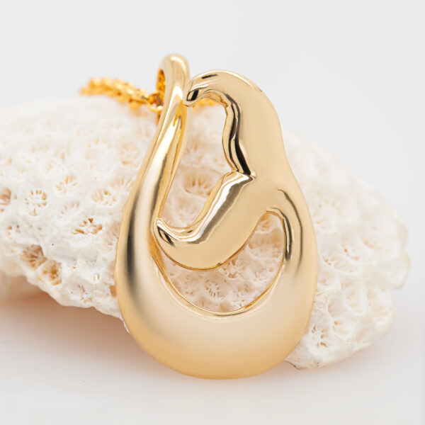 Playful Fluke Whale Tail Pendant in Yellow Gold by World Treasure Designs
