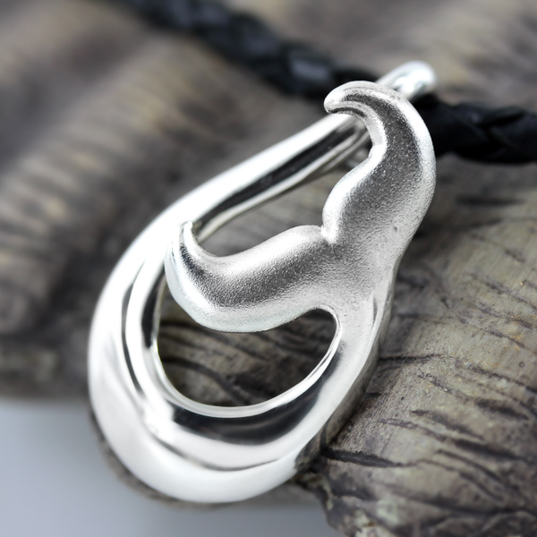 Playful Whale Tail Necklace in Sterling Silver by World Treasure Designs