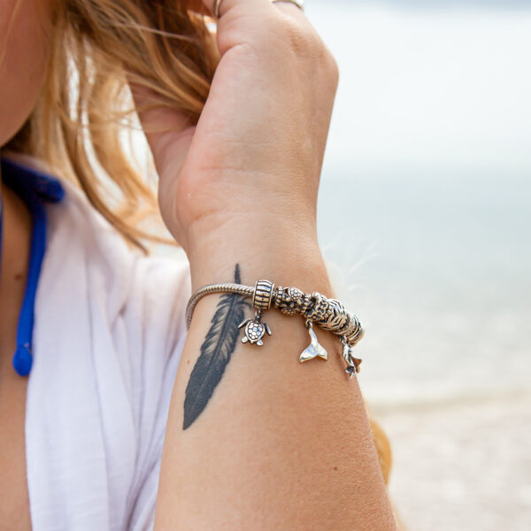 Sea Turtle Bead on a Pandora Bracelet in Sterling Silver by World Treasure Designs