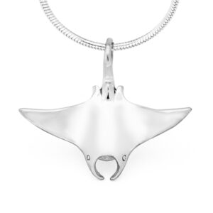 Silver Manta Ray Pendant Necklace by World Treasure Designs
