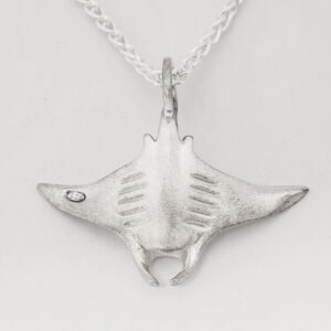 Silver Flying Manta Ray Pendant Underside