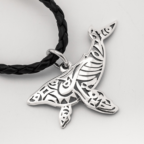 Sterling Silver Tribal Whale Necklace