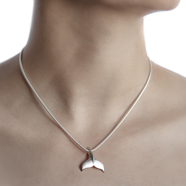 Sterling Silver Whale Tail Necklace by World Treasure