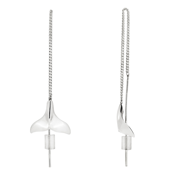 Sterling Silver Whale Tail Thread Earrings