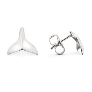 Sterling Silver Whale Tail Stud Earrings by World Treasure