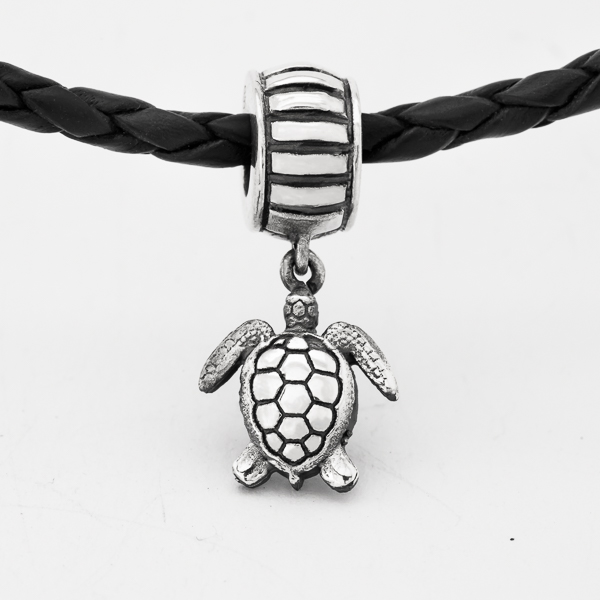 Silver Sea Turtle Charm on Charm Bracelet