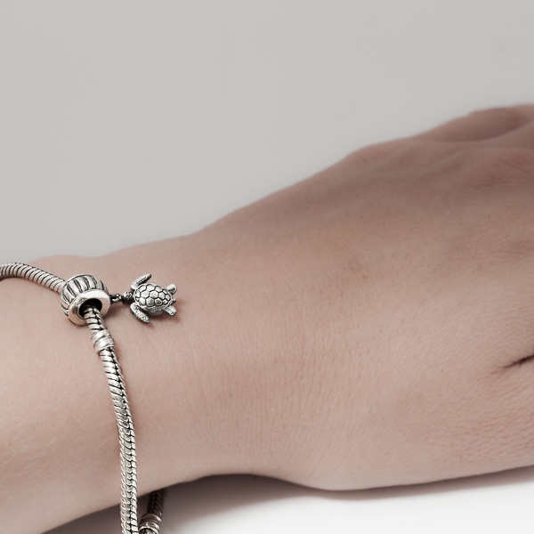 Sterling Silver Sea Turtle Charm on Charm Bracelet
