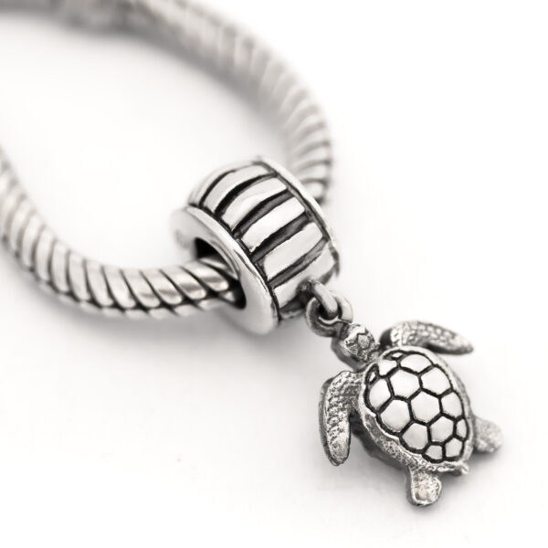 Sterling Silver Sea Turtle Charm Bead that fits on Pandora Bracelet by World Treasure Designs