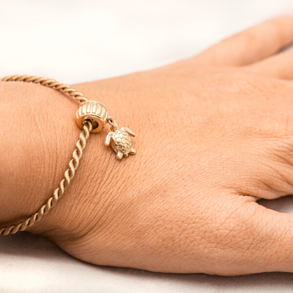 Yellow Gold Sea Turtle Charm that fits on Pandora Bracelet by World Treasure Designs