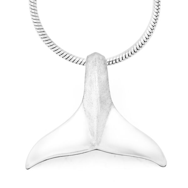 Silver Classic Fluke Whale Tail Necklace by World Treasure Designs