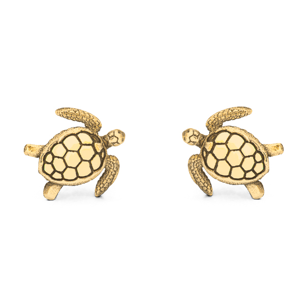 Gold Sea Turtle Stud Earrings