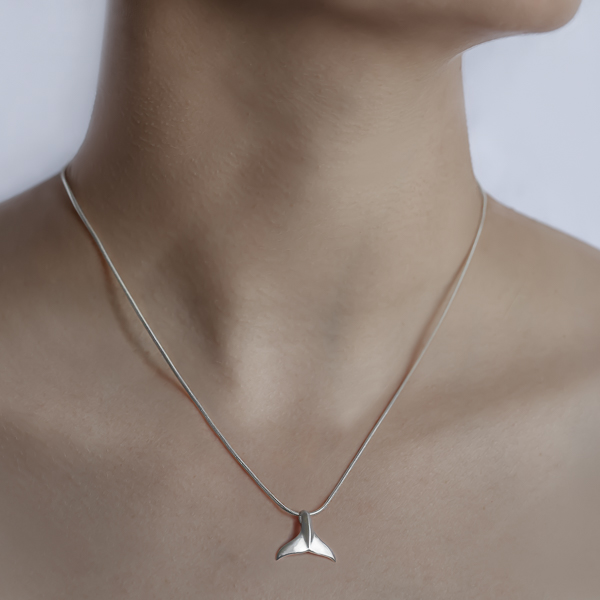 Silver Whale Tail Necklace on sterling silver chain