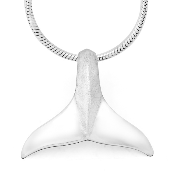 Silver Classic Fluke Whale Tail Necklace by World Treasure