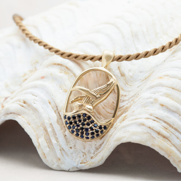 Breaching Humpback Whale Necklace in Yellow Gold by World Treasure Designs