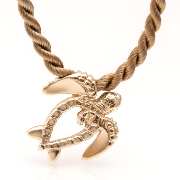 Honu Sea Turtle Pendant Necklace in Yellow Gold by World Treasure Designs