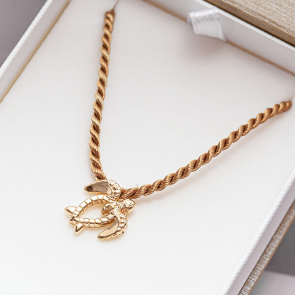 Yellow Gold Honu Sea Turtle Pendant Necklace by World Treasure Designs