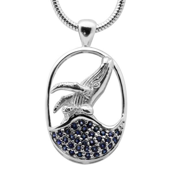 Sterling Silver Breaching Humpback Whale Pendant Necklace