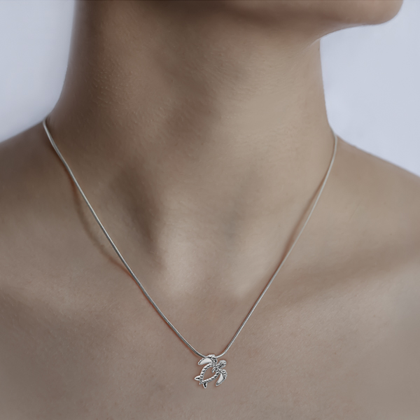 Sterling Silver Sea Turtle Necklace on silver chain