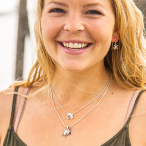 Honu Sea Turtle Pendant Necklace in Sterling Silver by World Treasure Designs