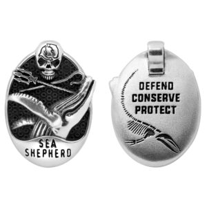 Sea Shepherd Necklace Front and Back with Humpback Whale in Sterling Silver by World Treasure Designs