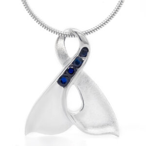 Sapphire Eternity Fluke Whale Tail Necklace in Sterling Silver by World Treasure Designs