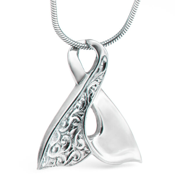 Engraved Eternity Humpback Whale Carved Necklace in Sterling Silver by World Treasure Designs
