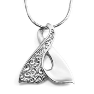 Silver Engraved Eternity Whale Tail Necklace by World Treasure