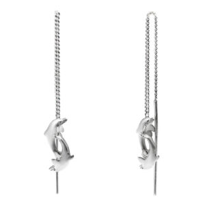 Dolphin Earrings on Silver Threads by World Treasure
