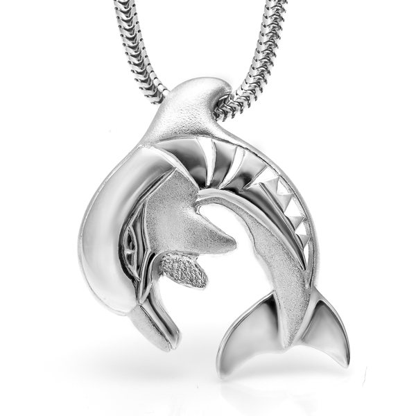 Sterling Silver Hawaiian Nai'a Dolphin Necklace by World Treasure