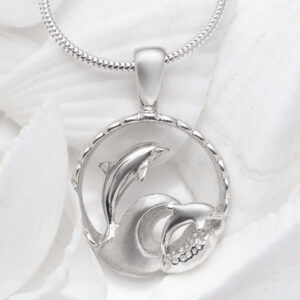 Sterling Silver Mother and Calf Dolphin Necklace by World Treasure