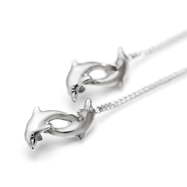 Sterling Silver Dolphin Thread Earrings by World Treasure