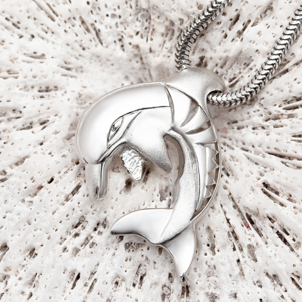 Sterling Silver Ocean Dolphin Necklace by World Treasure