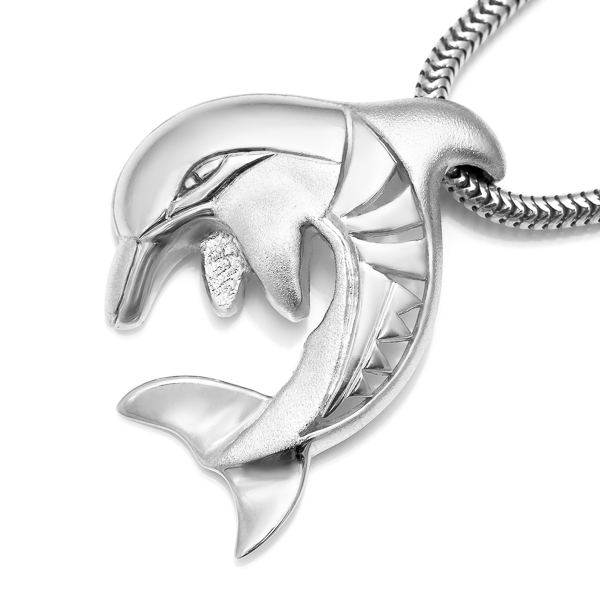 Sterling Silver Tribal Hawaiian Dolphin Necklace by World Treasure